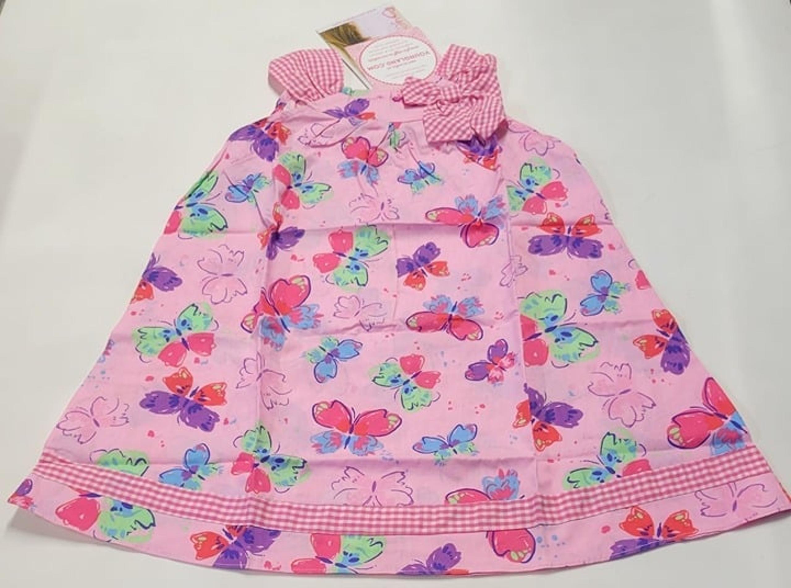YOUNGLAND Girl's Size 4 Pink Butterfly Gingham Sundress, Dress