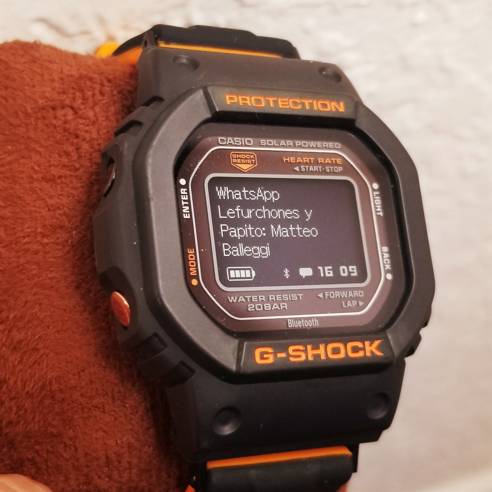 ⌚Casio G-Shock DWH5600 custom in black-orange heart rate bluetooth solar sports