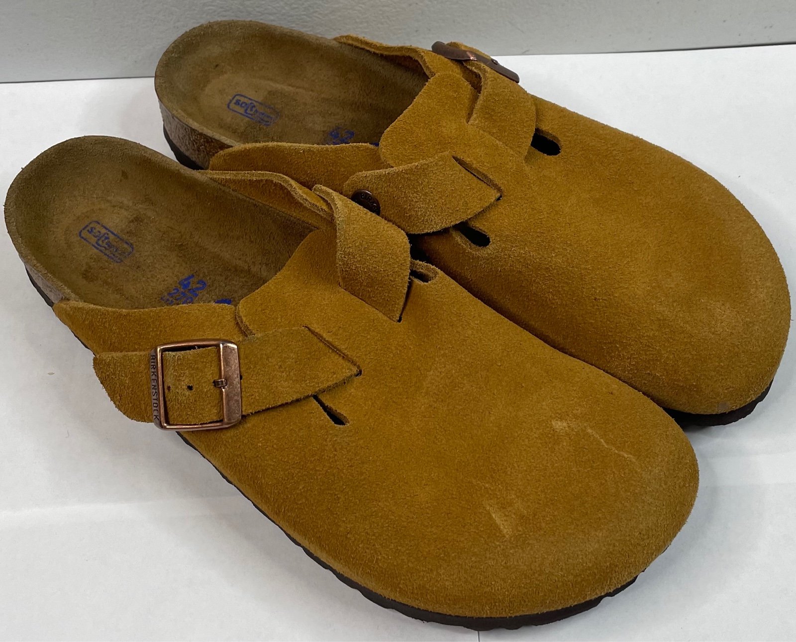 BIRKENSTOCK BOSTON CARAMEL SUEDE WOMEN CLOG FOOTBED