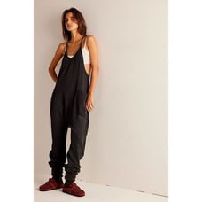 Free People FP One Frankie Jumpsuit Black Waffle Knit Large L NEW