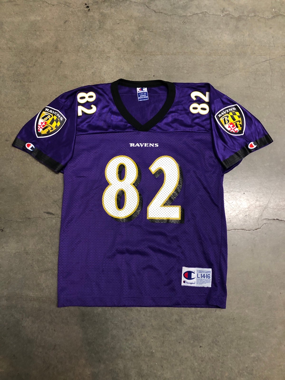 Vintage Y2K Baltimore Ravens Shannon Sharpe #82 Champion Youth Jersey Large