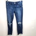 Hudson Womens Collin Flap Skinny Crop Distressed Rip Knee Denim Dark Wash