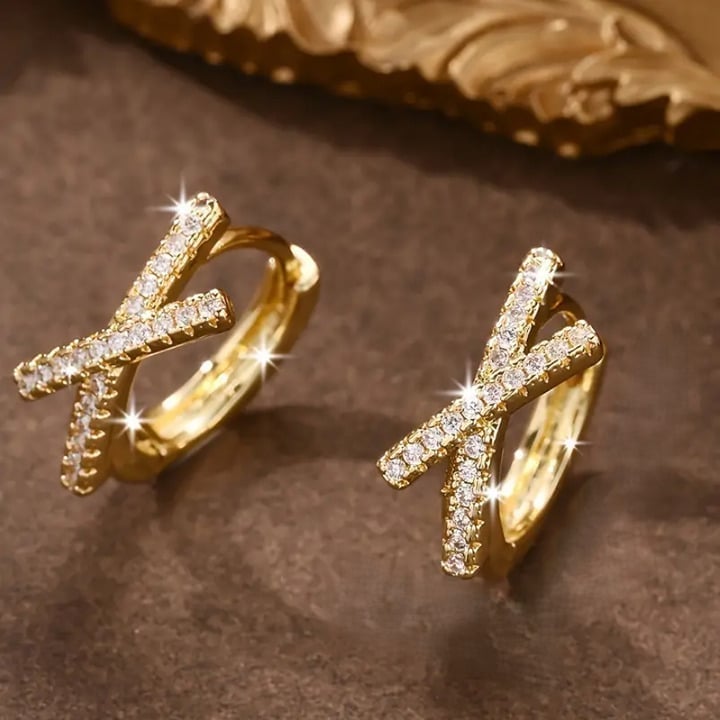 2ct Diamond 18K Gold Twisted Womens Earrings Ladies 18 K Silver New 2 ct Jewelry
