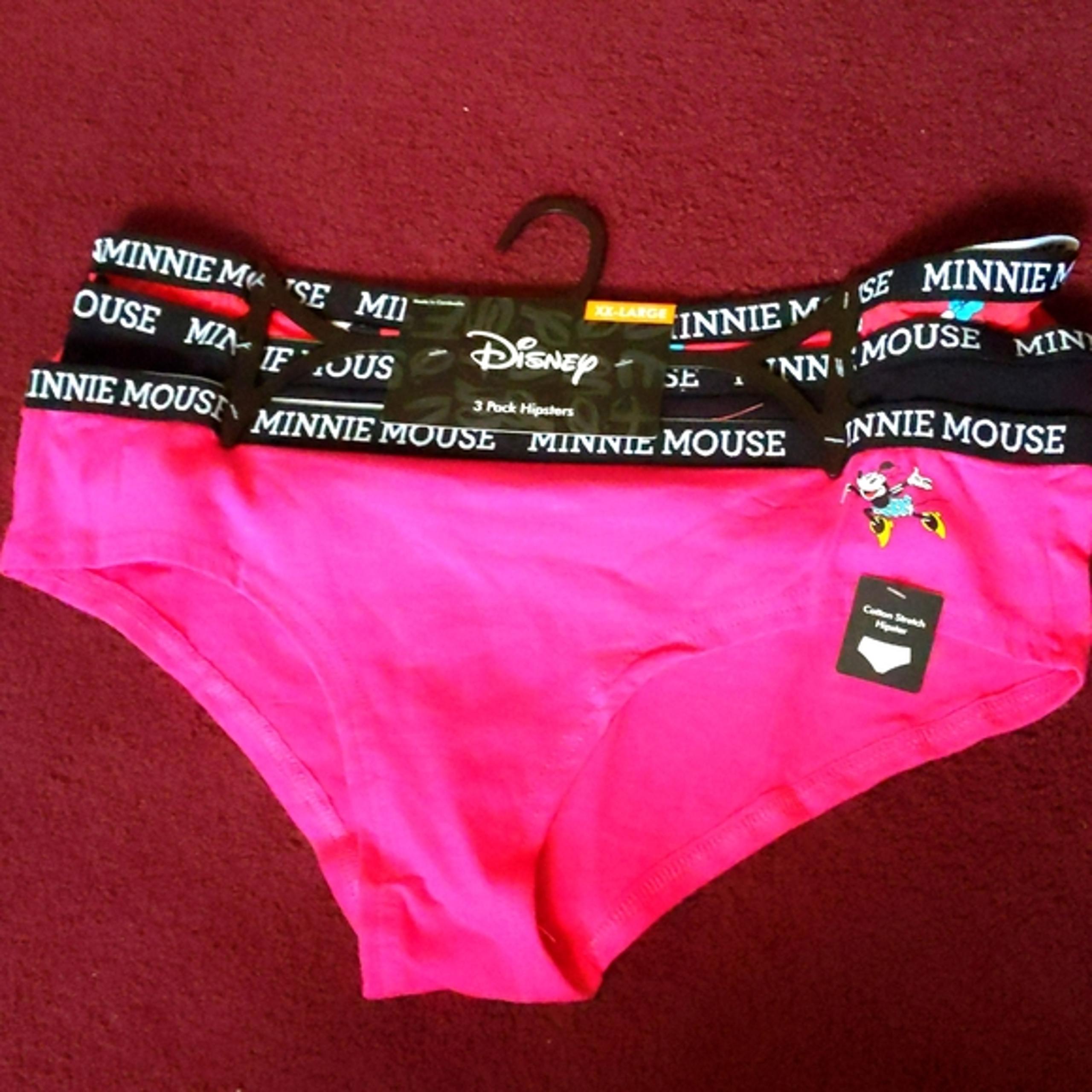 Minnie Mouse Women's Hipster Panties, 3 Pack (Pink, Black, Red)