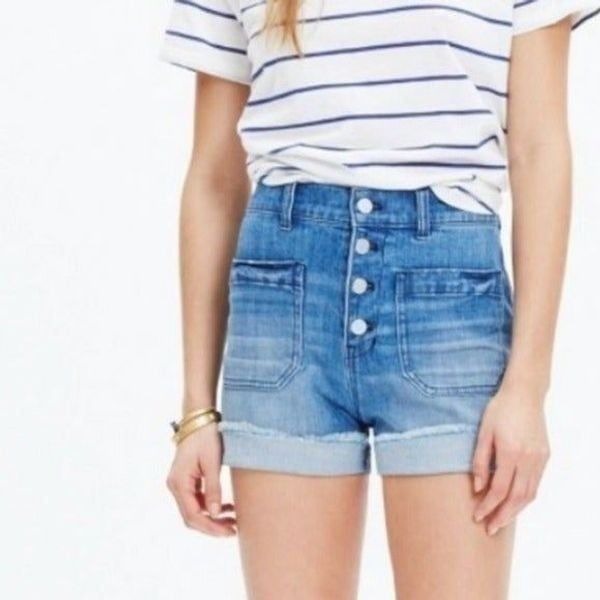 Madewell high waisted denim shorts button front