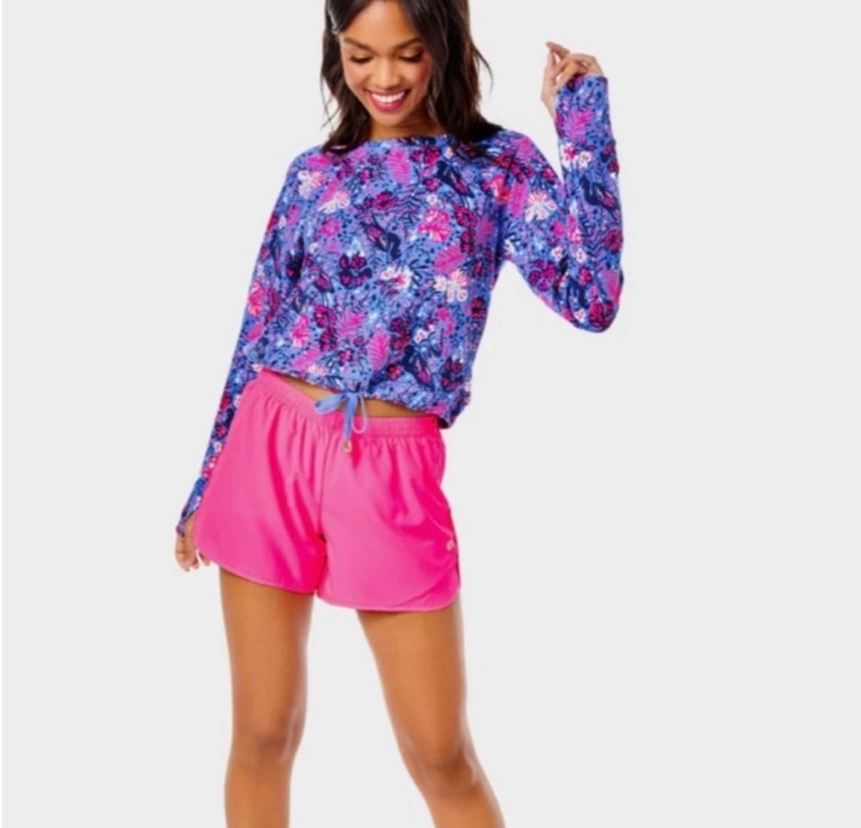 Lilly Pulitzer Emmaline Cropped Pullover size L in Boca Blue Birds Eye View