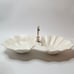 Vintage MCM California Pottery USA B-R 21-18 Dual White Scalloped Dish Handle