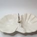 Vintage MCM California Pottery USA B-R 21-18 Dual White Scalloped Dish Handle