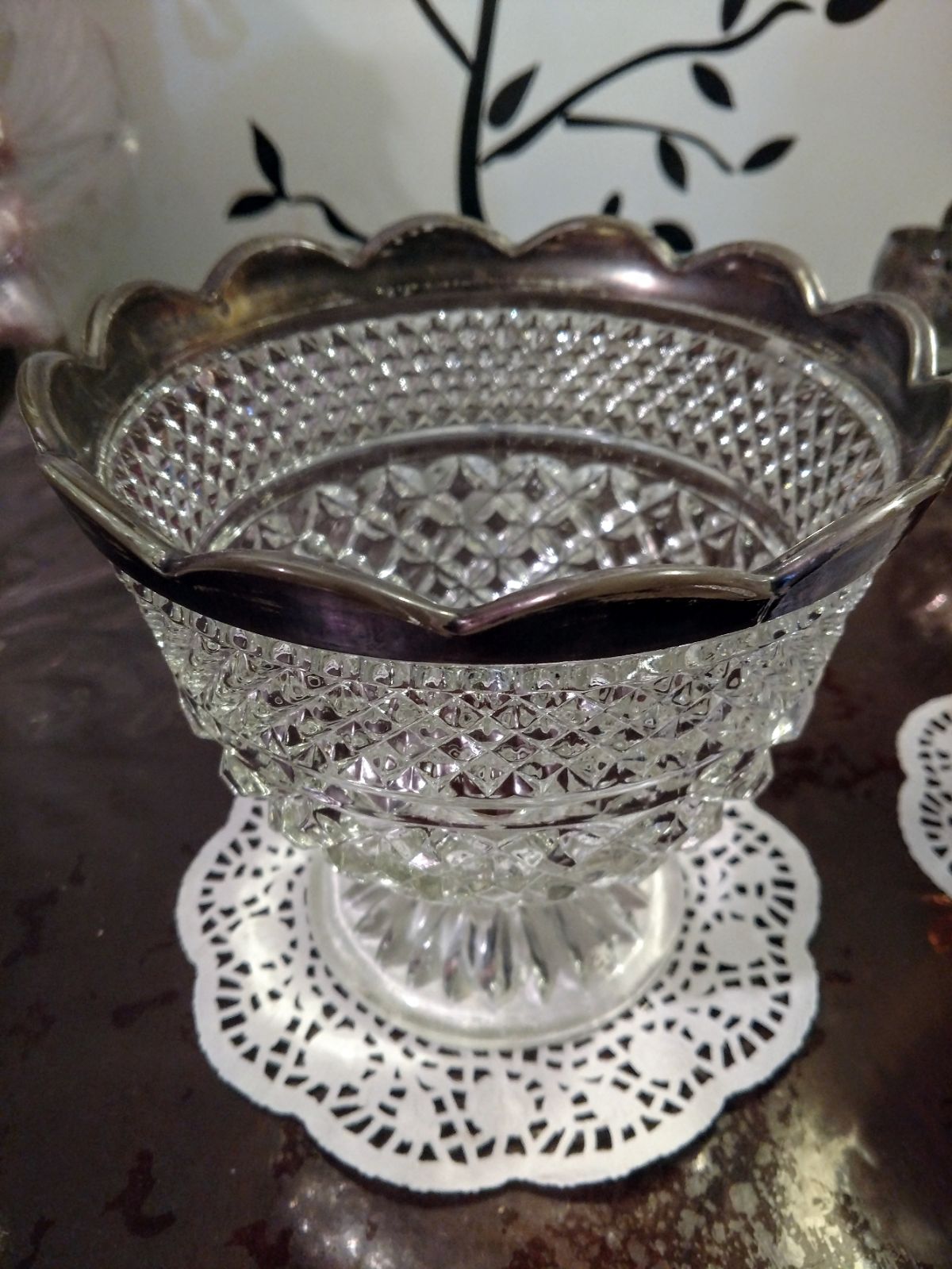 Vintage Wexford Platinum Footed Bowl