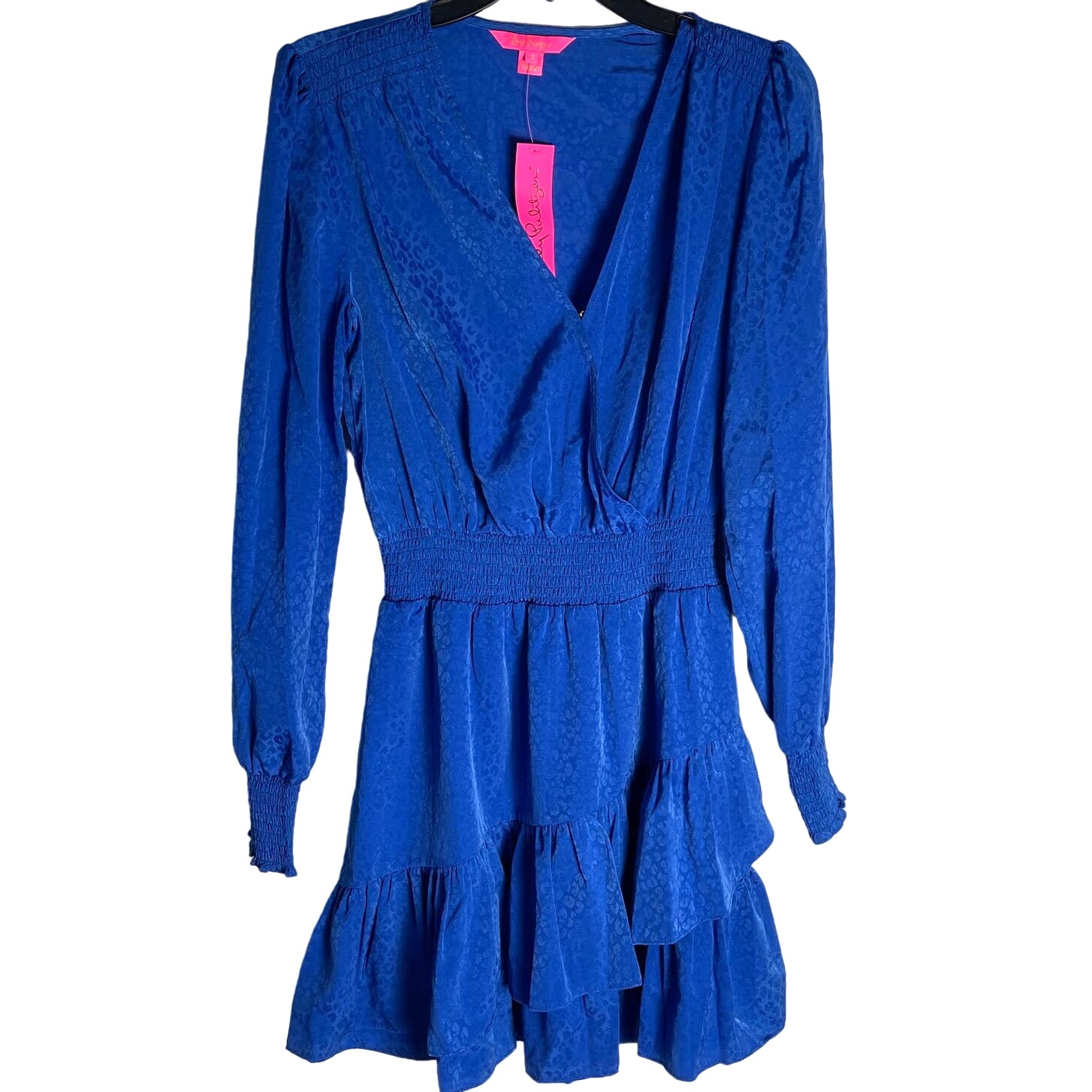 Lilly Pulitzer Christiana Dress Ikat Blue Tiny Leopard Jacquard - Size 4 - 228