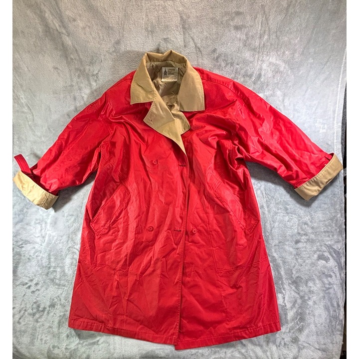 London Fog Coat Women's 16 regular red and beige classic Trench coat
