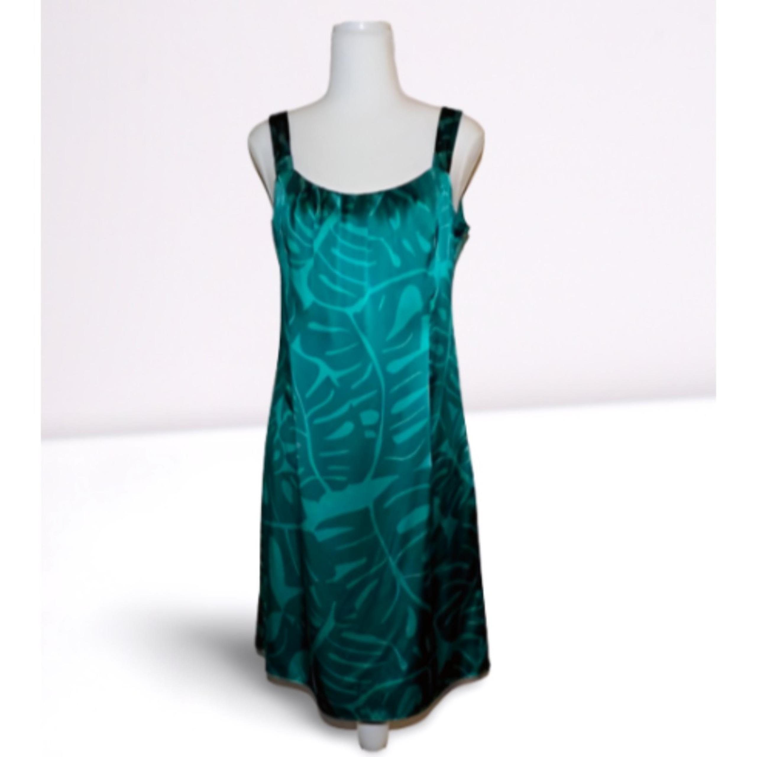 Ann Taylor Tropical Silk Green Dress / Size 6