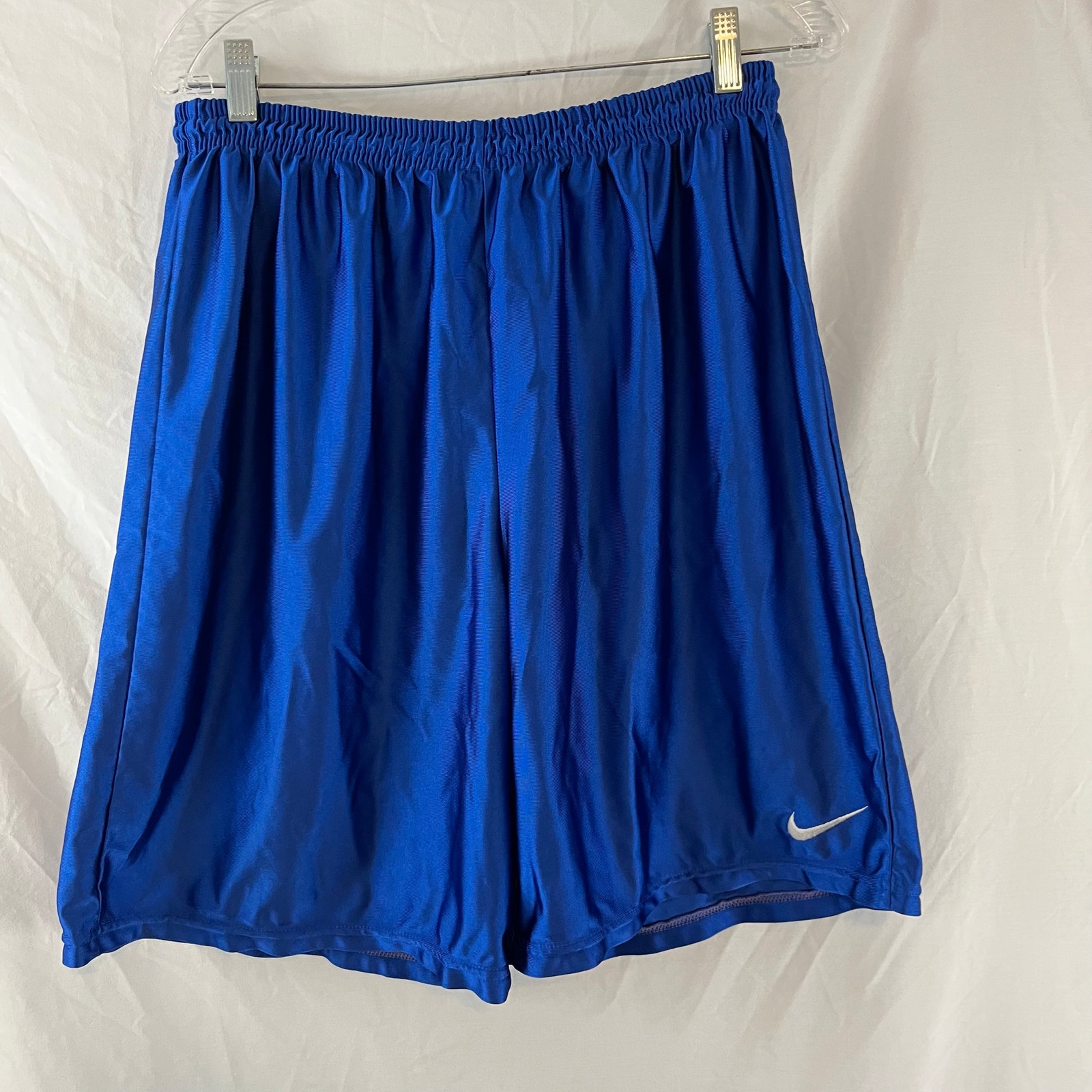 Vintage 90s Nike Satin Blue Shorts Embroidered Swoosh Logo XL