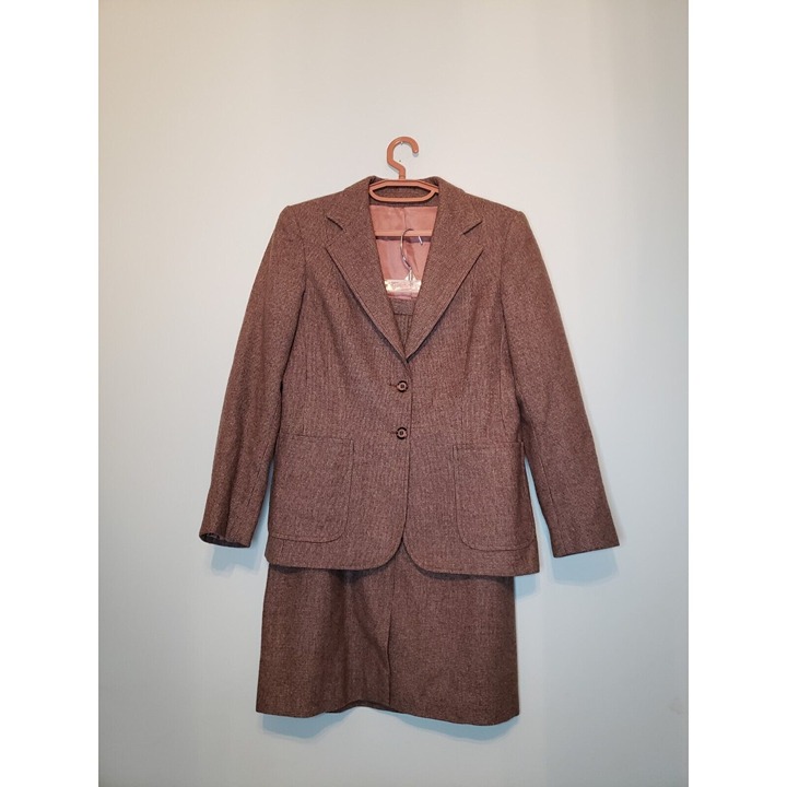 Forecaster Of Boston Womens Sz 11 / 12 Outfit Set Suit Skirt Wool Blend Pink