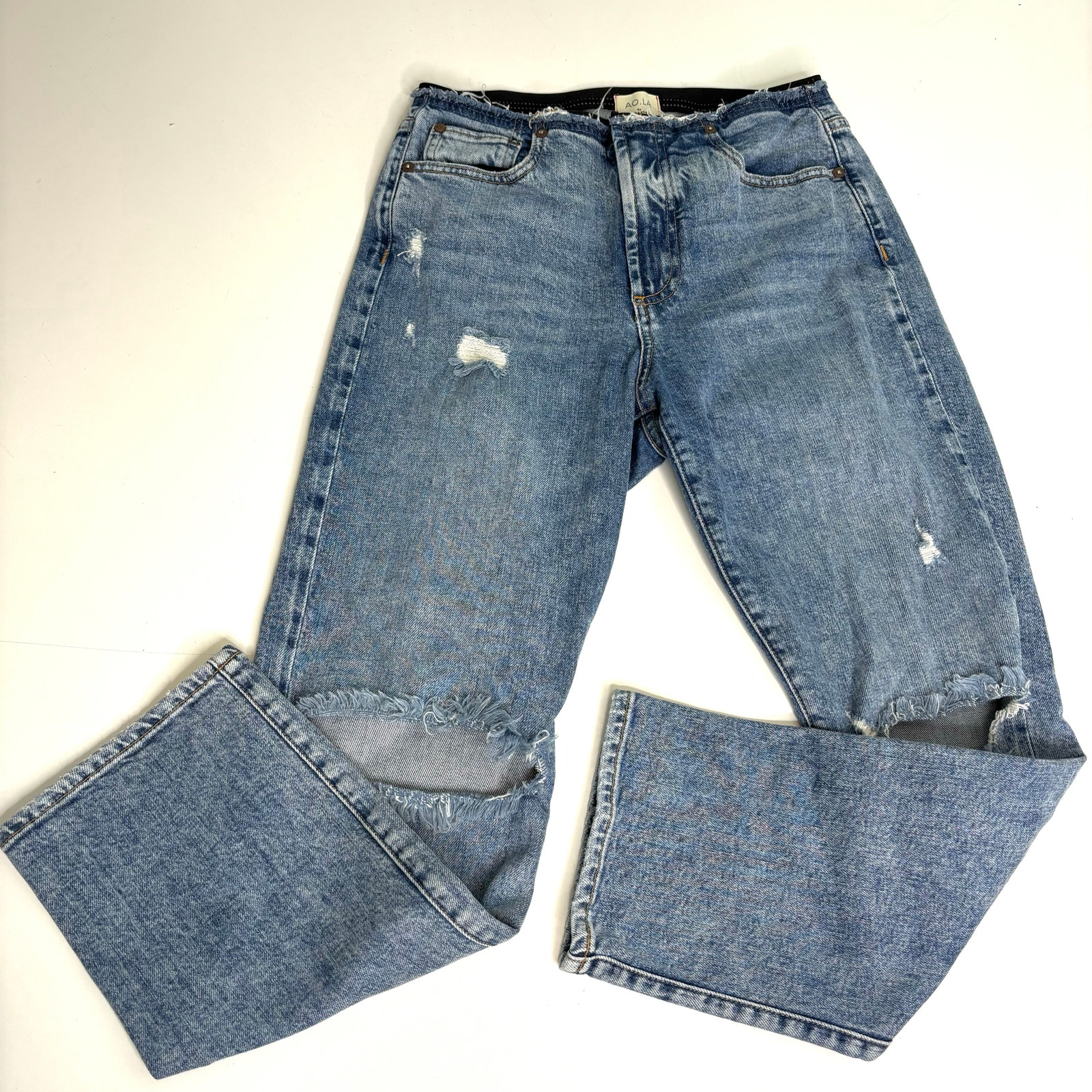 Alice + Olivia Amazing Removed Waistband Genevive High Waist Straight Leg Jeans