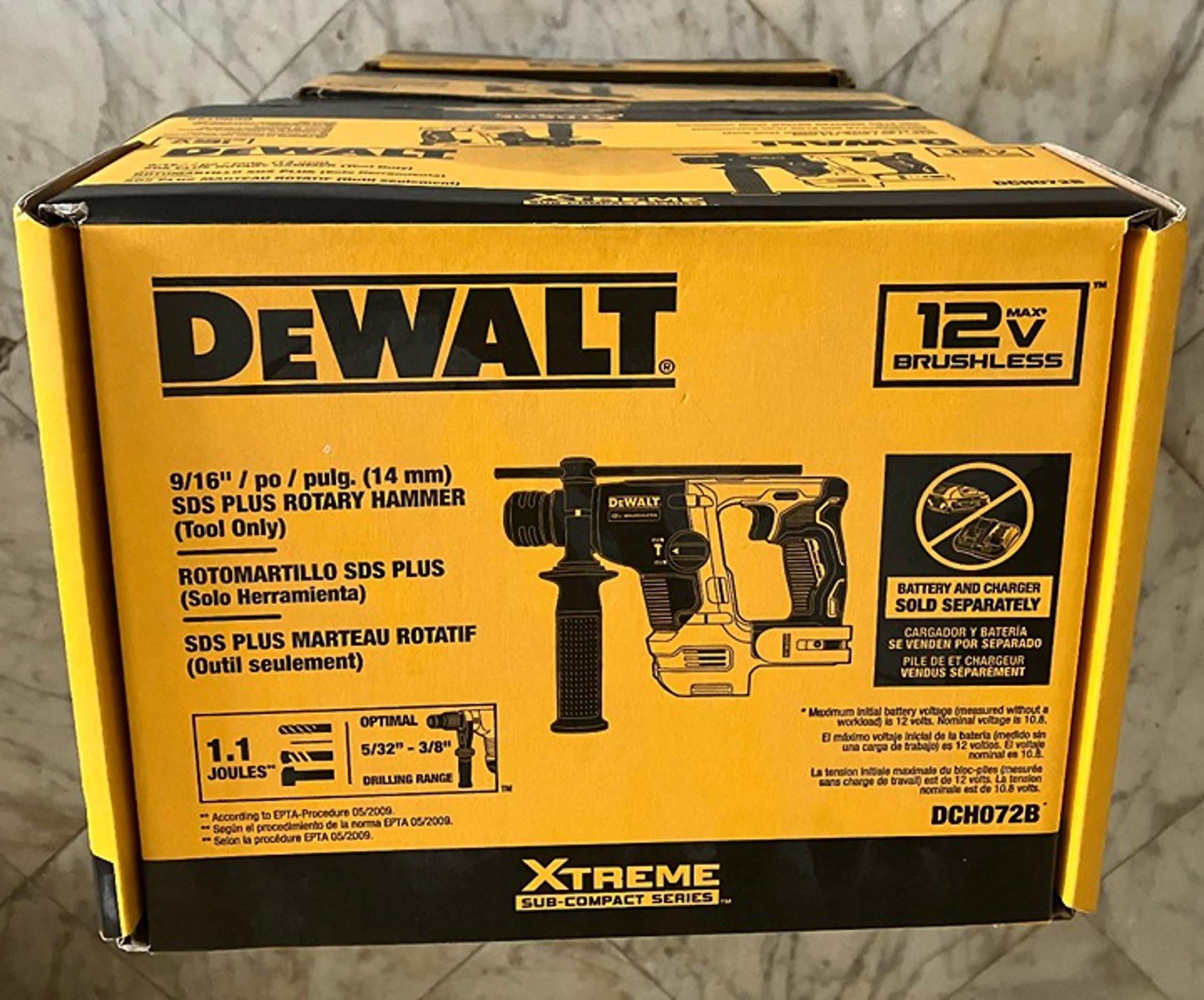 Dewalt DCH072B XTREME 12V MAX Brushless Lithium-Ion 9/16 in. Cordless SDS Plus