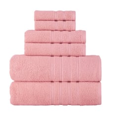 Rosyn Home Hotel Quality 100% Turkish Cotton 6 Piece Bath Towel Set Light Pink