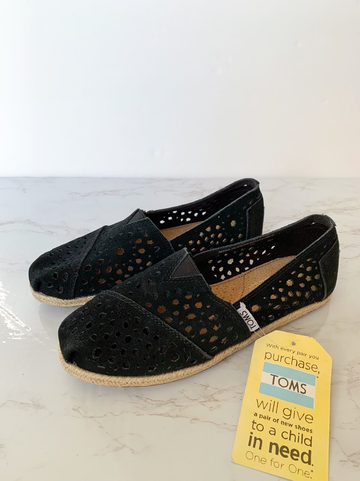 TOMS Classics Black Moroccan Cutout Slip On Shoes