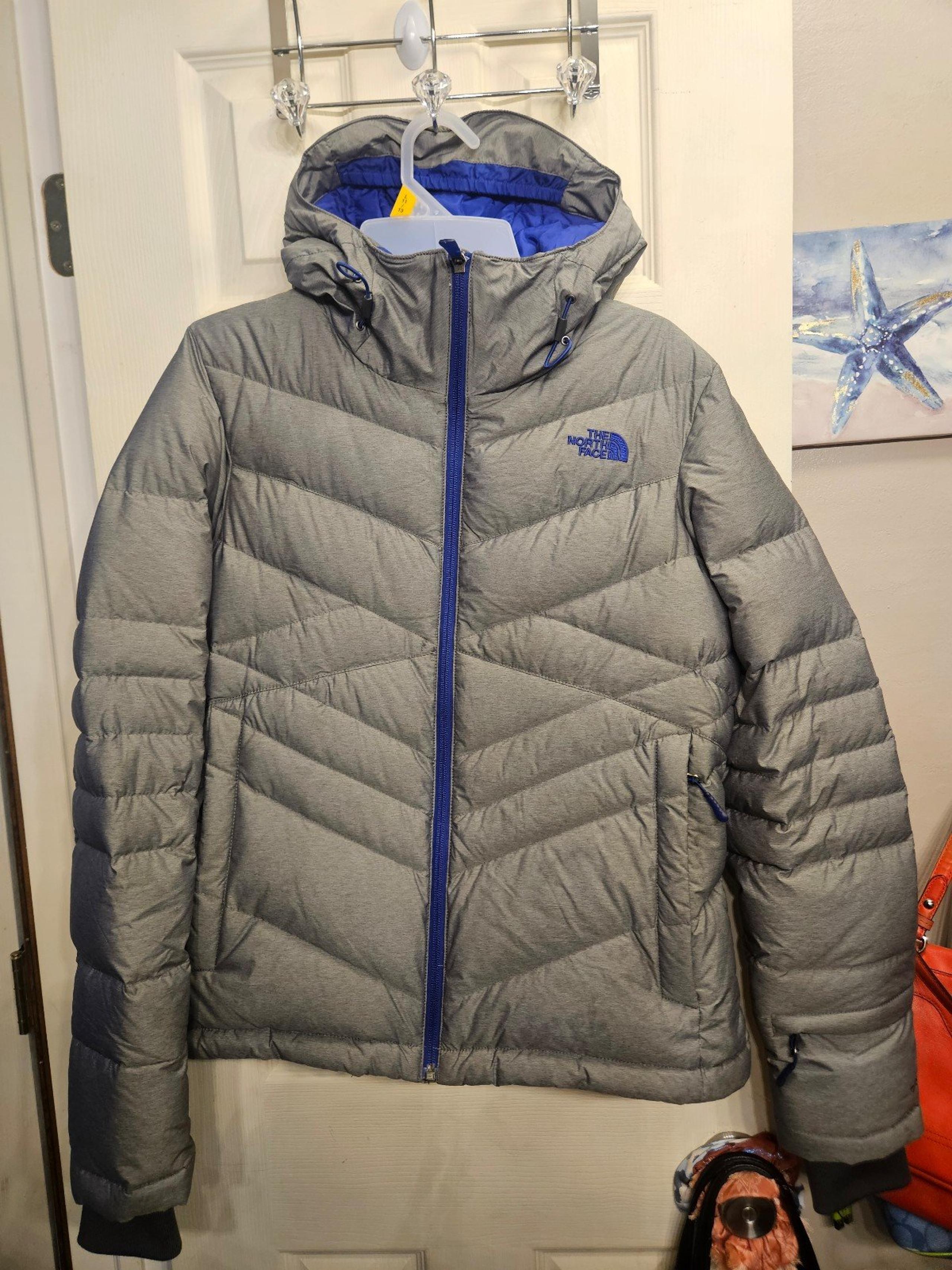 The North Face 550 down fill gray blue puffer coat jacket womens medium