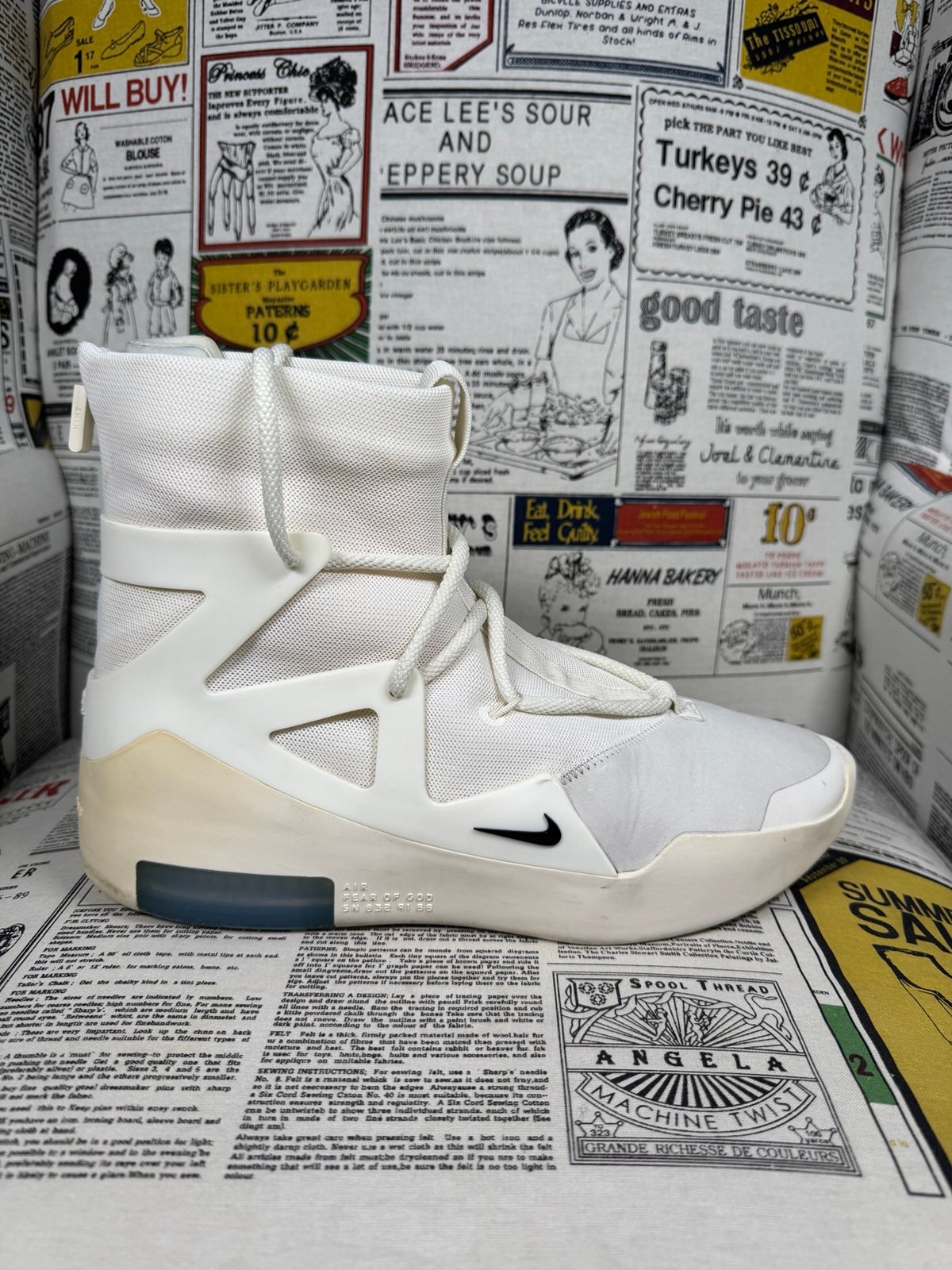 Nike Air Fear Of God 1 Sail Black AR4237 100 Men Size 9