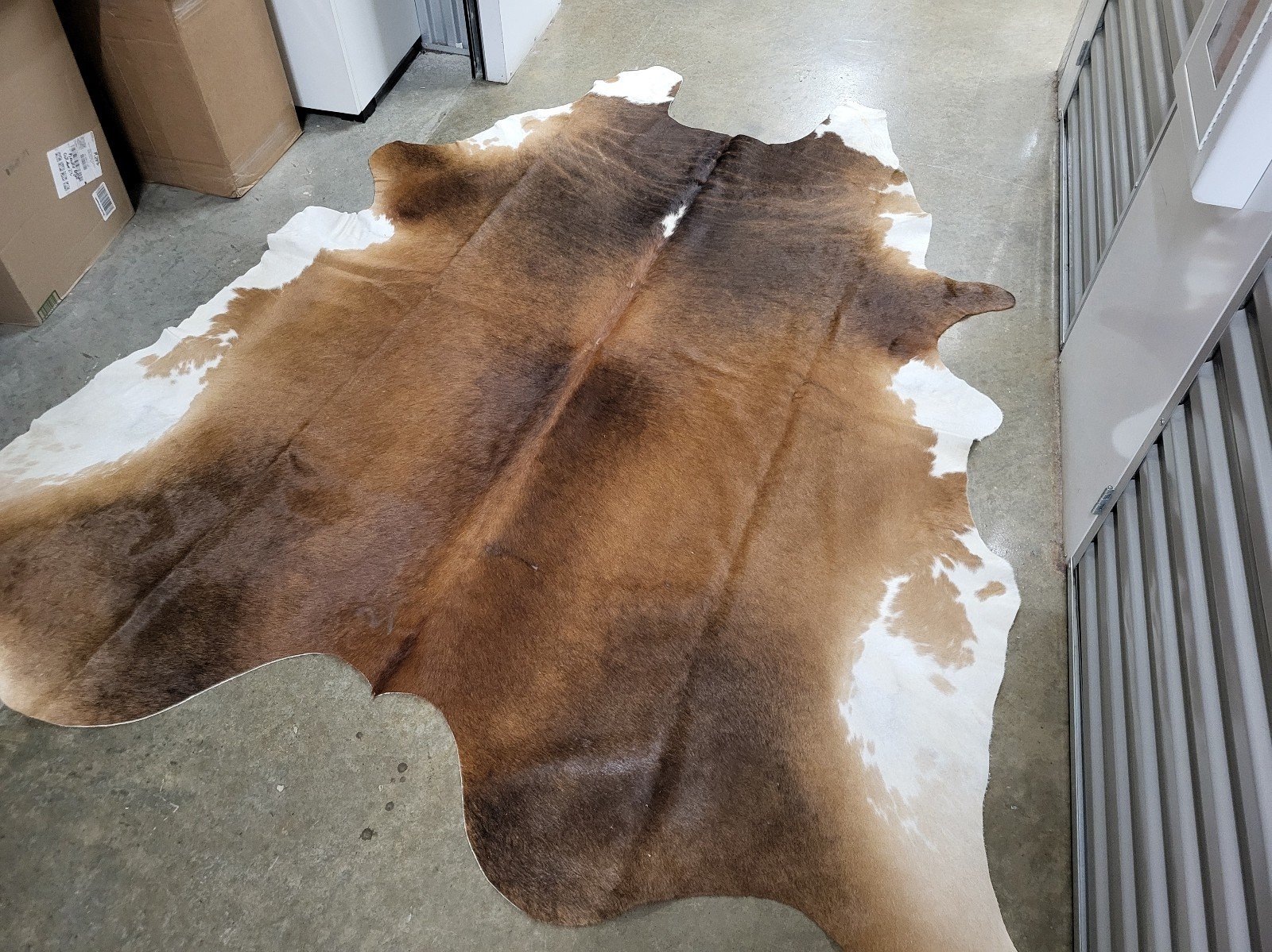 Leather Rug #210, Caramel color, New Cowhide Genuine Size L 90x82 inches.