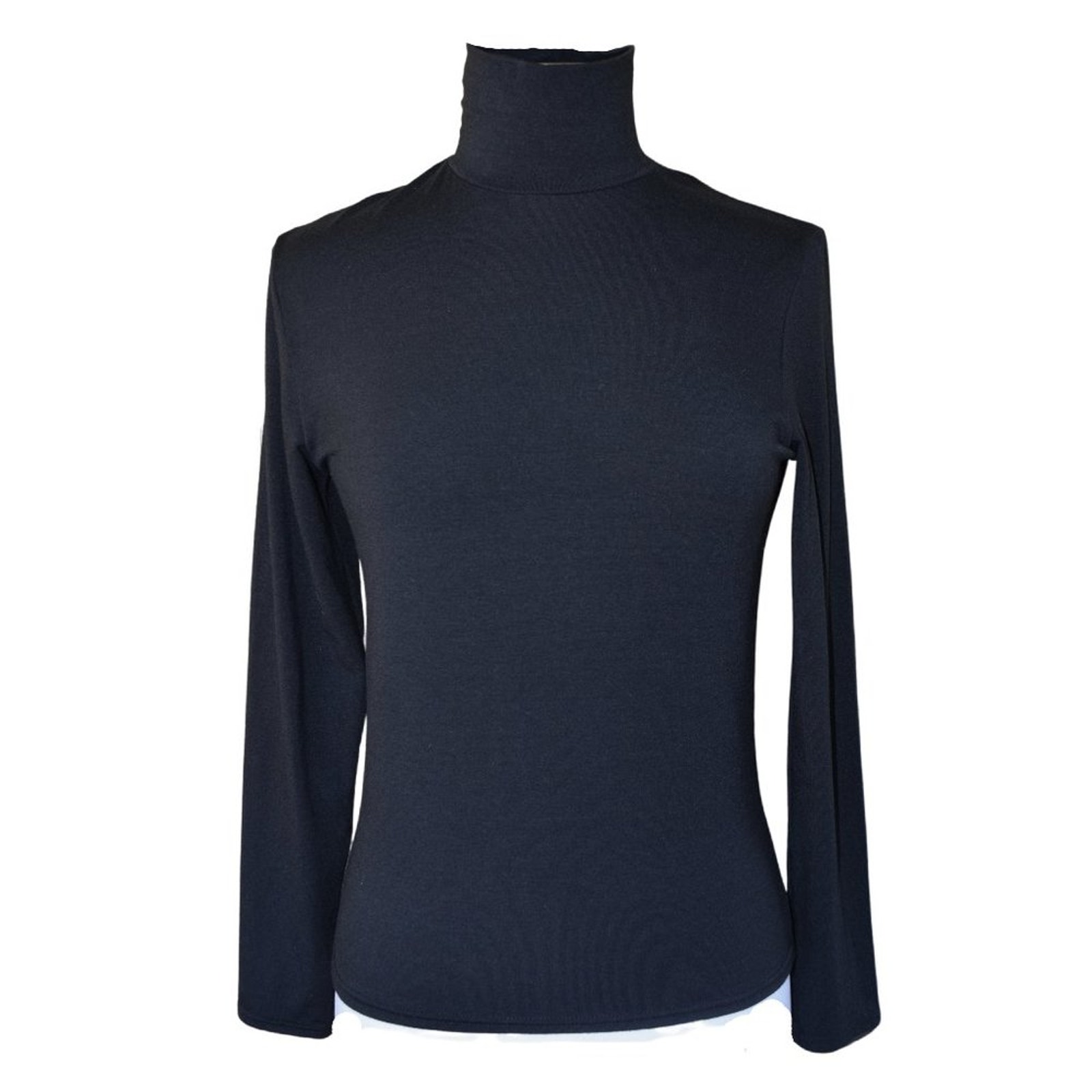 Black Turtleneck Top by Carlisle Long Sleeve Stretch Jersey