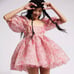 Selkie Wallflower Organdy Puff Sleeve Mini Babydoll Dress Size XS
