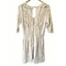 Johnny Was Cream Crochet Lace 3/4 Sleeve V-Neck A-Line Mini Dress Size Small