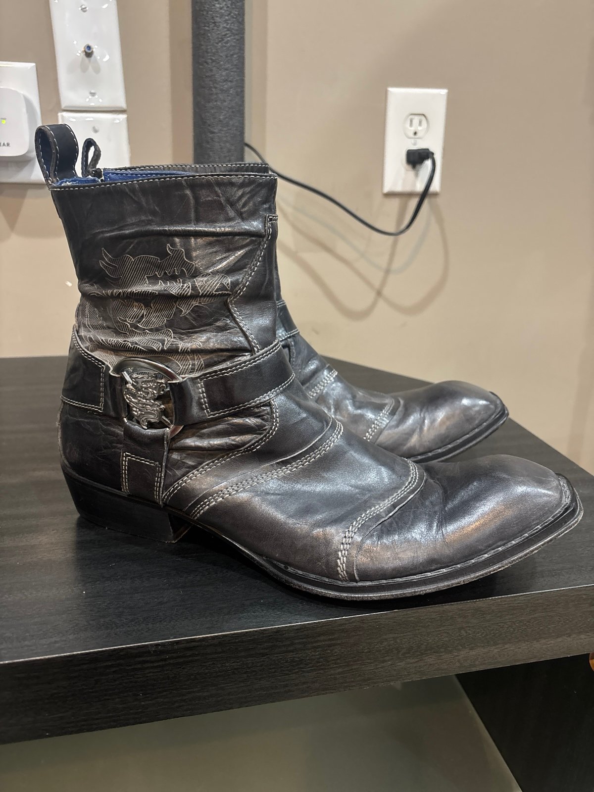 Mark Nason Rock Lives Italian Leather Boots (Size 9.5) Preowned Gray