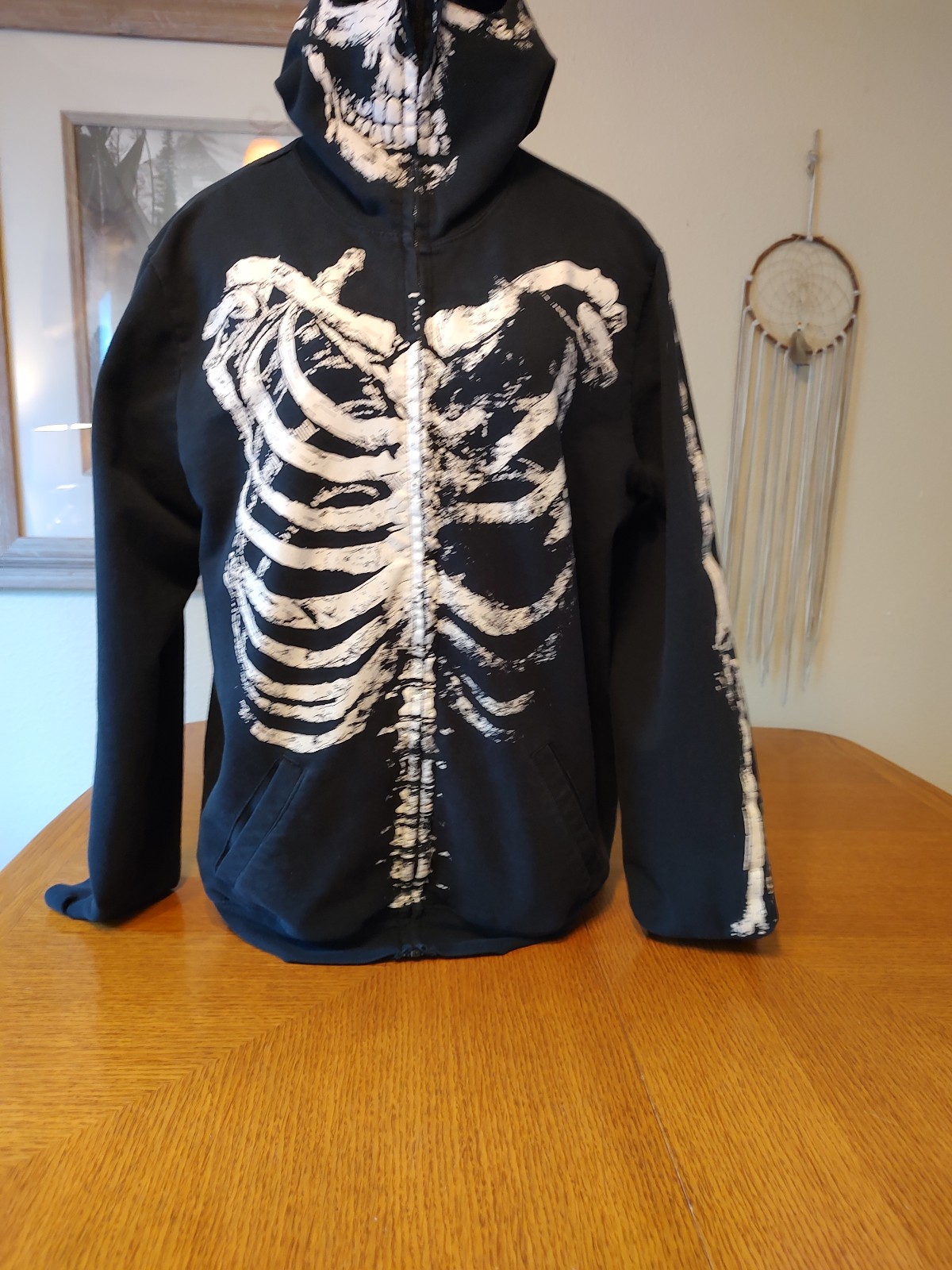 Y2K Rare RUDE Skull Full Zip Hoodie size L