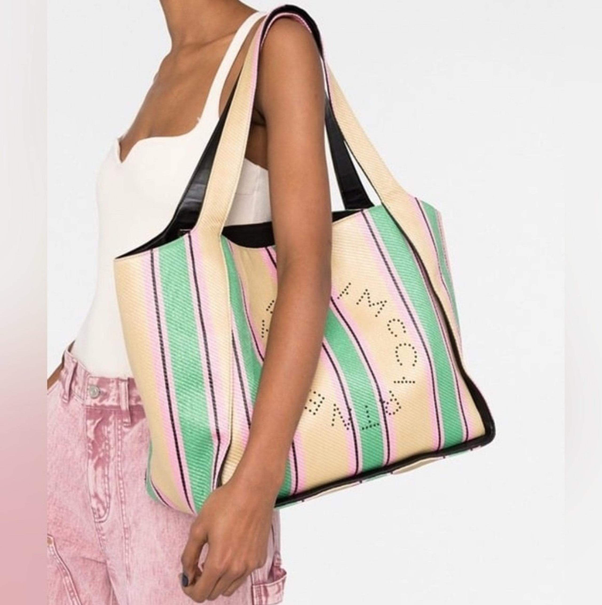 Stella McCartney Logo Striped Large Tote