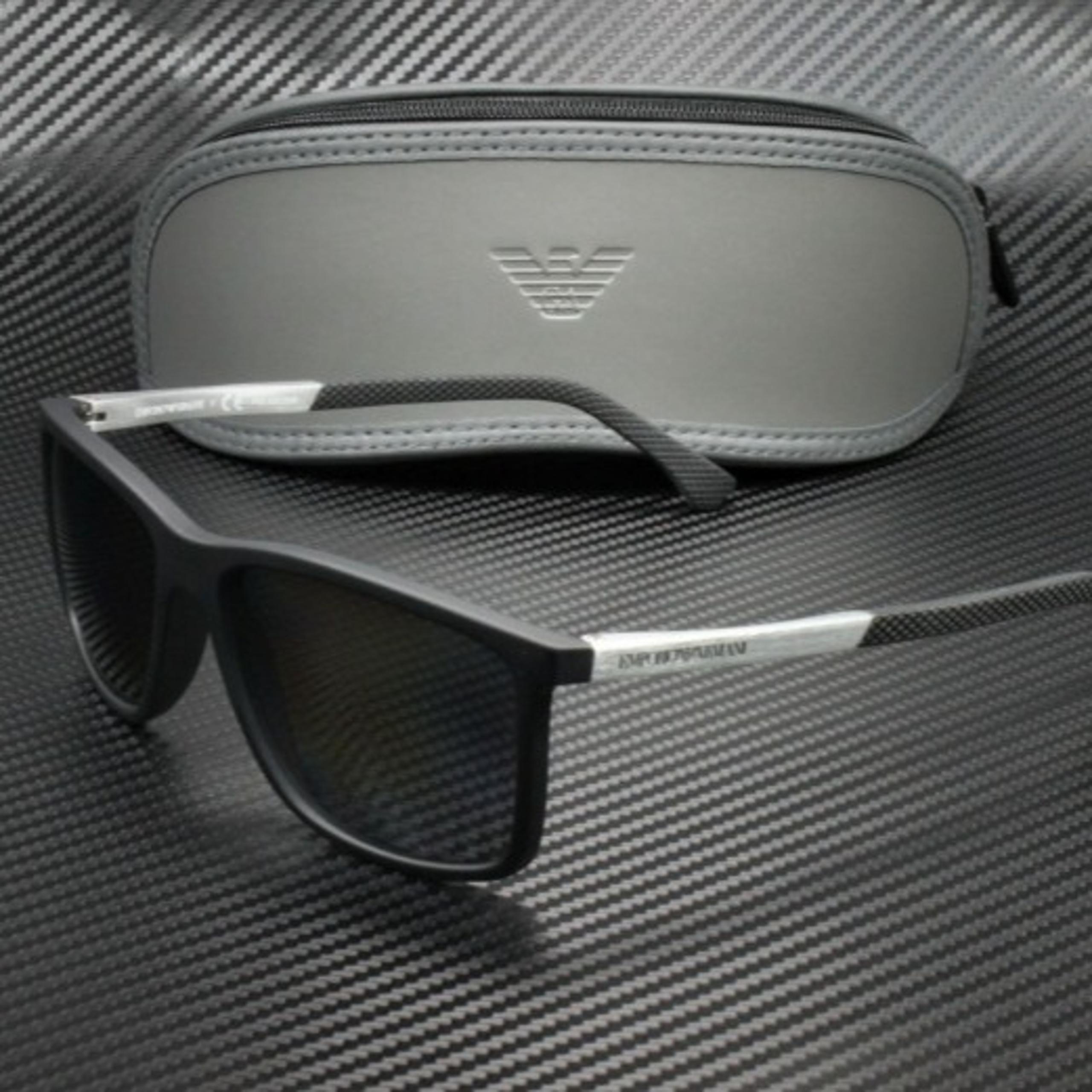 Emporio Armani Men's Black and Grey Rubber 58mm Sunglasses!