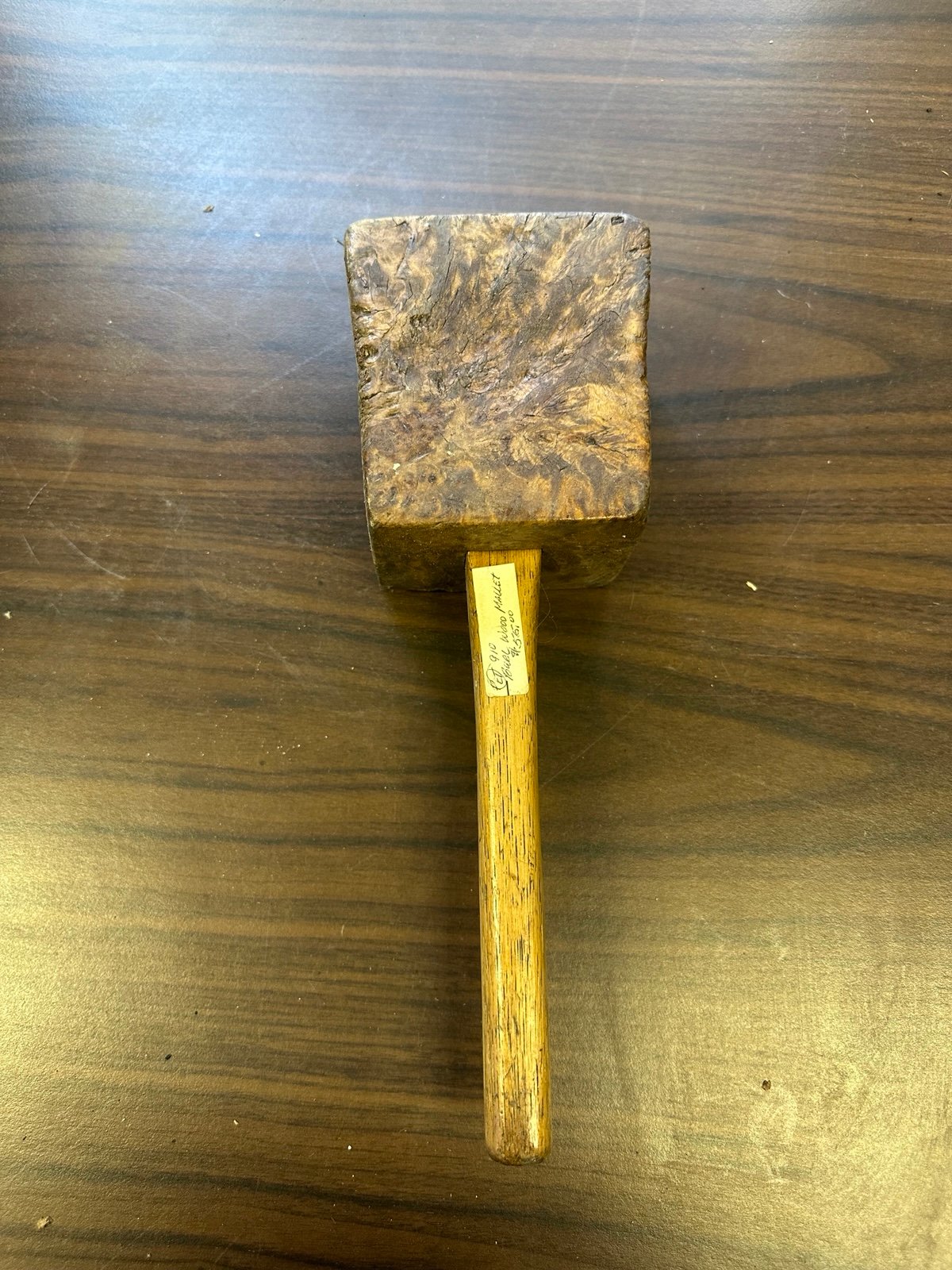 1800's Carved Burl/Root Wood Mallet Hammer American Primitive, Warm Patina