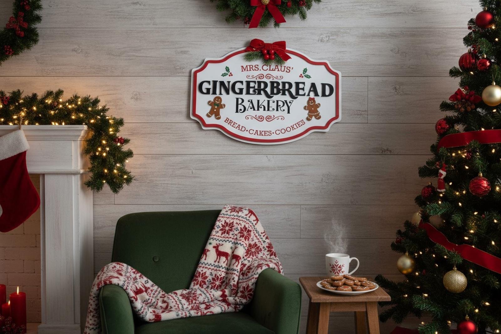 Mrs. Claus' Gingerbread Bakery Decorative Sign