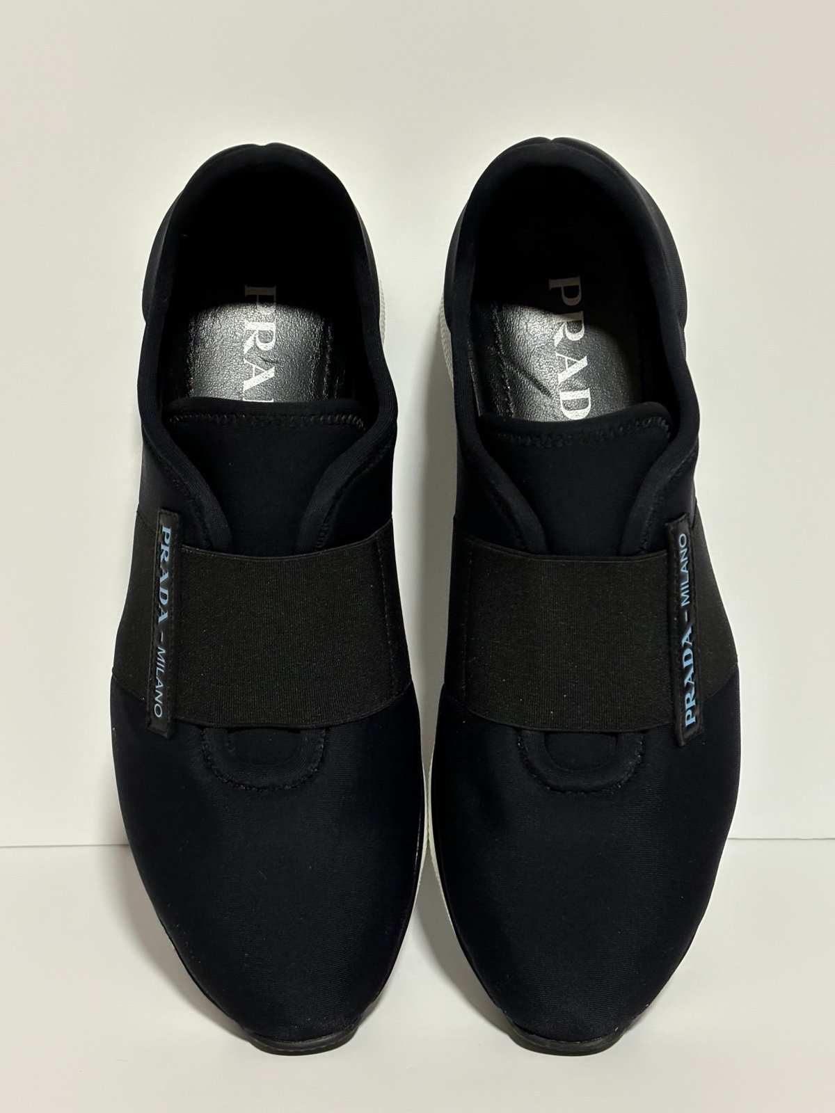 Authentic Prada Black Neoprene Slip-On Sneakers Size EUR 39