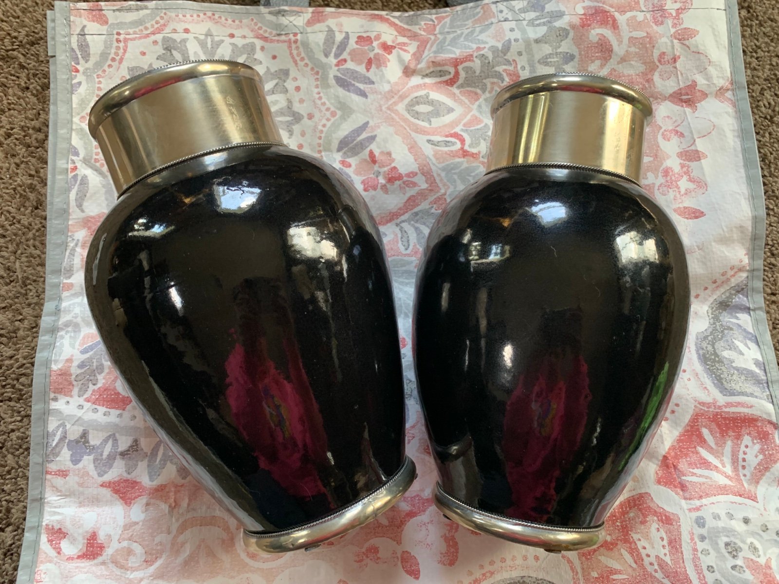 Set of 2 Moroccan Black Vases
