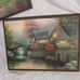 2 Vintage Art Prints, on Beveled Boards Country Scenery Cottage Waterfall 12x9