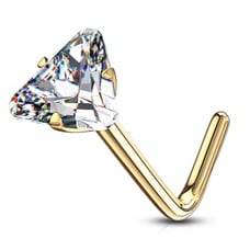 Solid 14kt gold nose piercing with a cute CZ crystal star