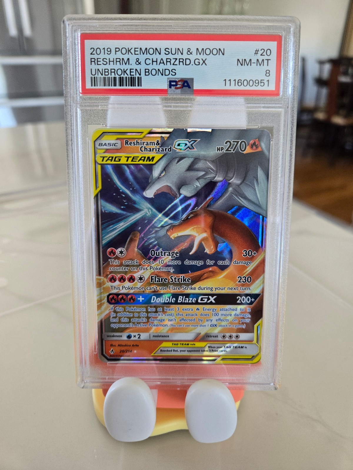 Reshiram & Charizard Tag Teag GX PSA 8 Pokemon Sun and Moon Unbroken Bonds 20