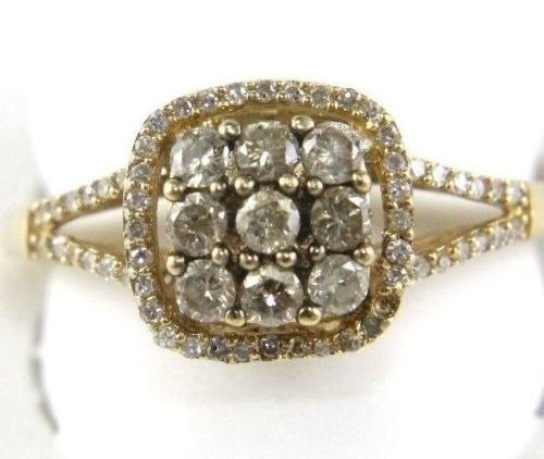 Brown Diamond Square Cluster Gold Ring