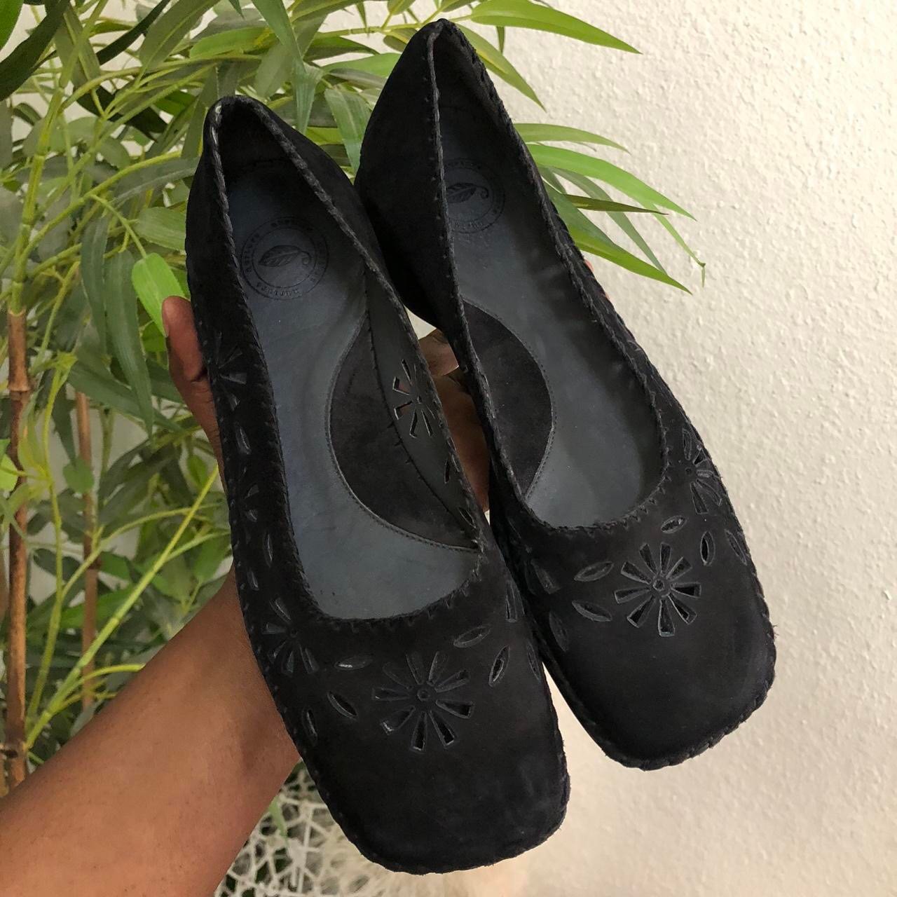 Y2K Whimsygoth dark academia Black suede leather ballet flats loafers square toe