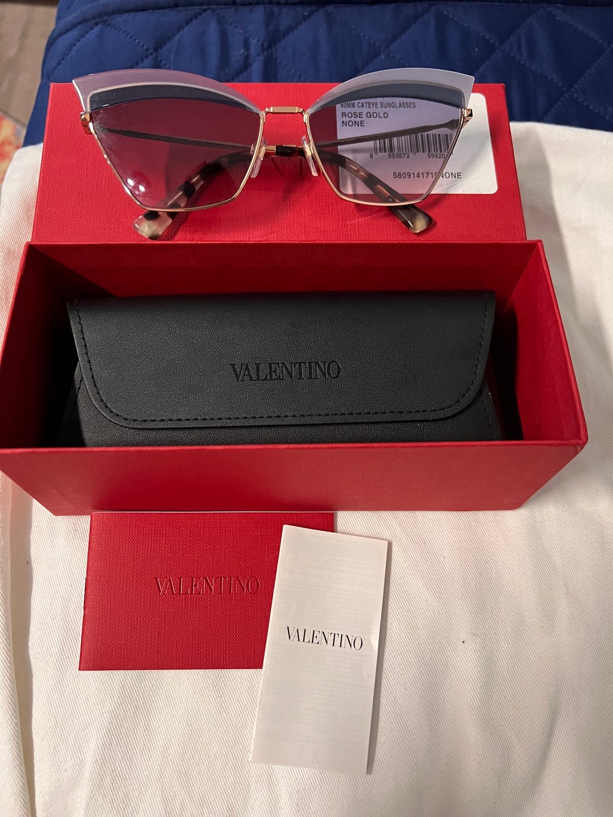 Valentino blue and rose gold sunglasses
