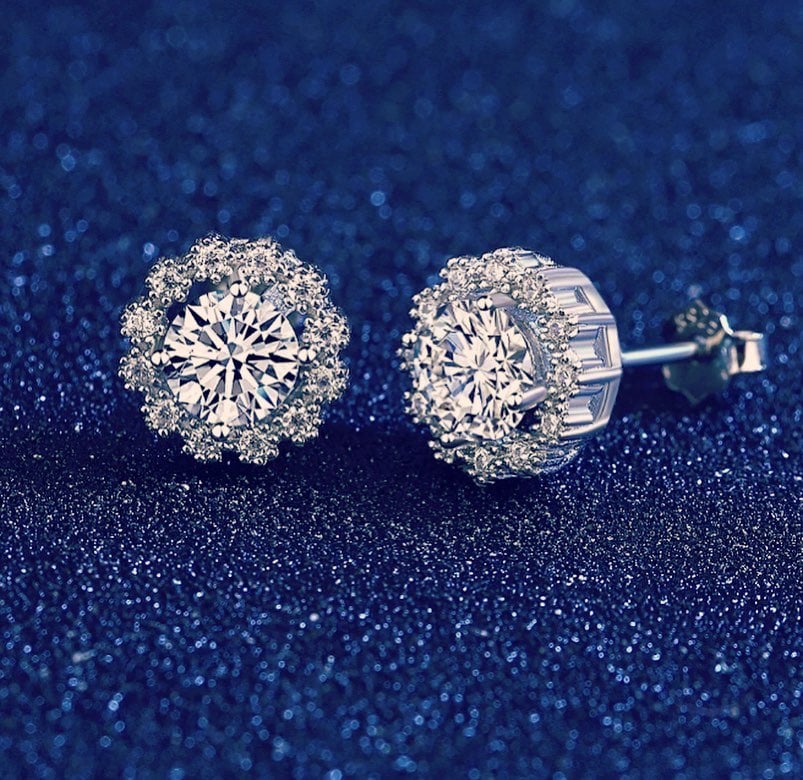 *SALE* Genuine Moissanite Silver Earrings