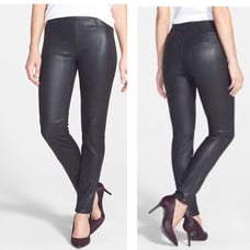 Jen7 by 7 For All Mankind | Faux Leather Ponte Skinny Jeans in Black 8 leather-l