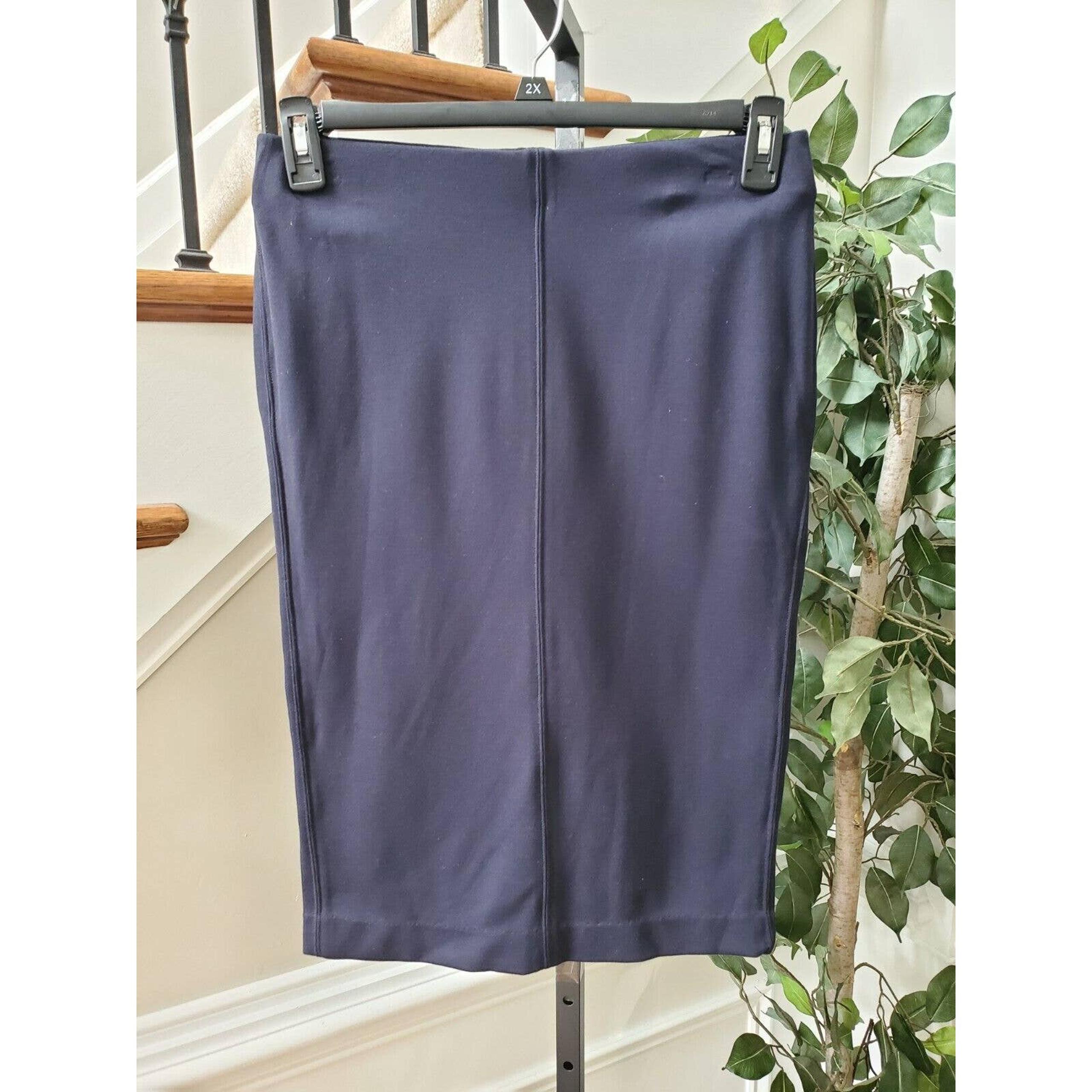 Catherine Women's Blue Rayon Pull On Straight Comfort Waist Knee Length Skirt M