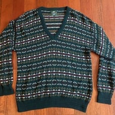 Vintage Jantzen Ski Lodge Wool Sweater V Neck Mens XL Xmas Snowflake Dad Grandpa