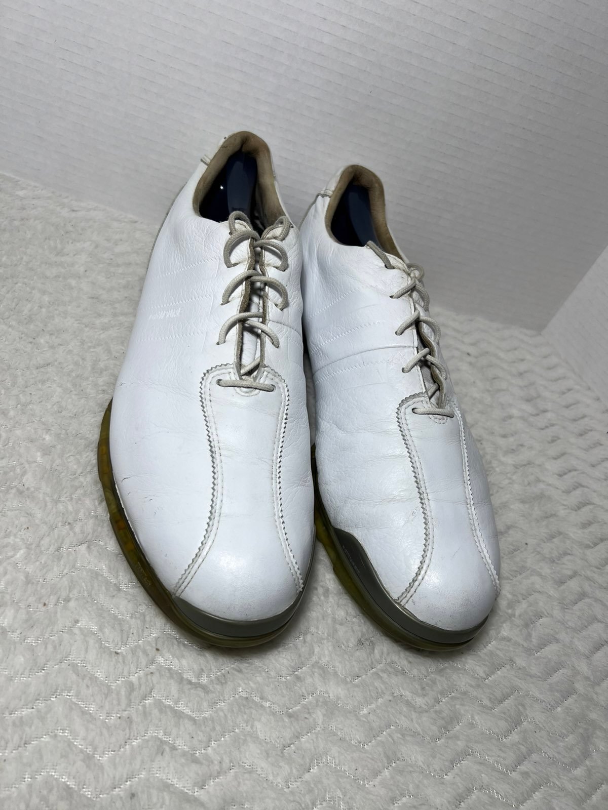 Adidas adiPURE Men’s Golf Shoes Leather All White Size 11.5 Climaproof Traxion