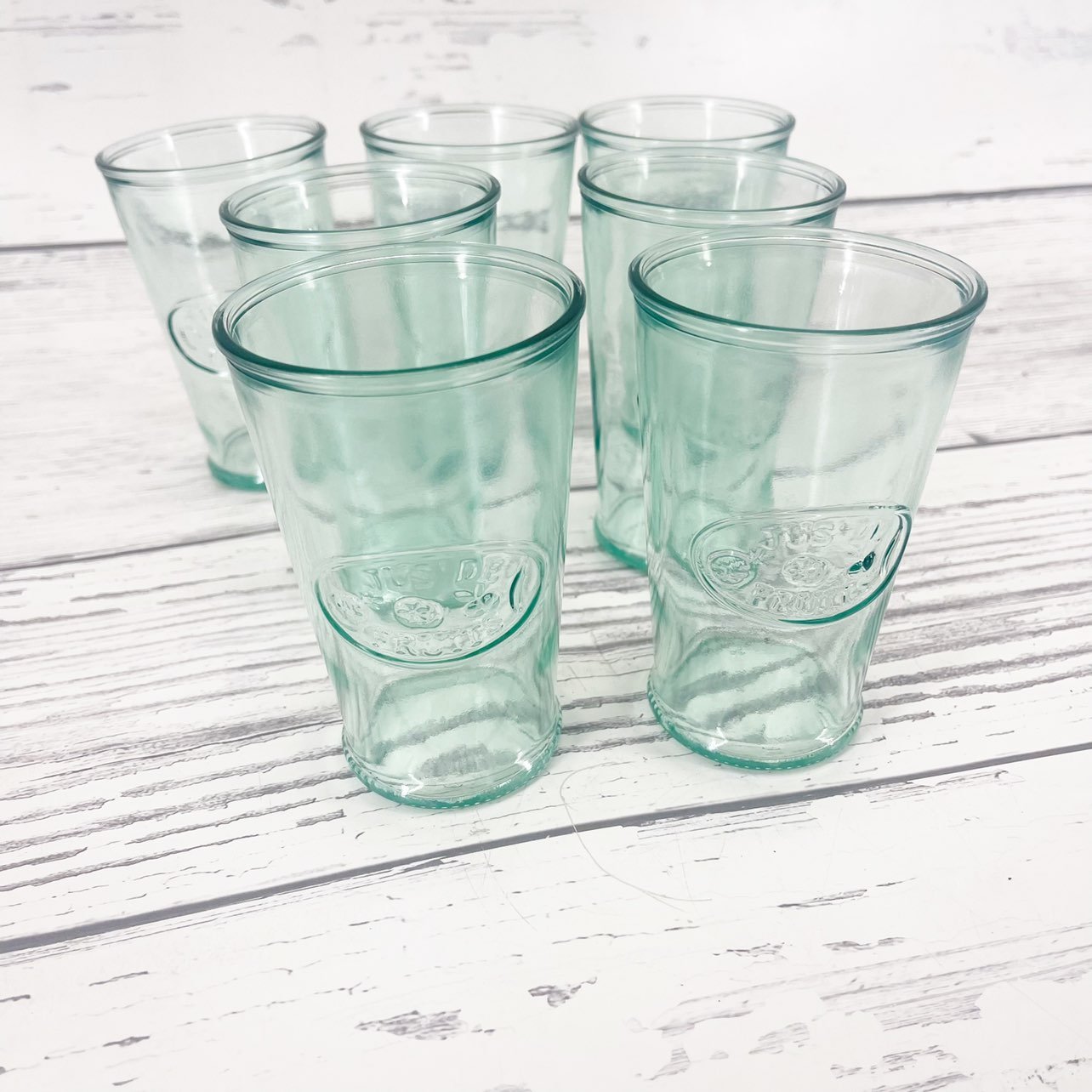 Set of 7 Amici Global Italy Recycled Glass Drinking Glasses Jus De Fruits