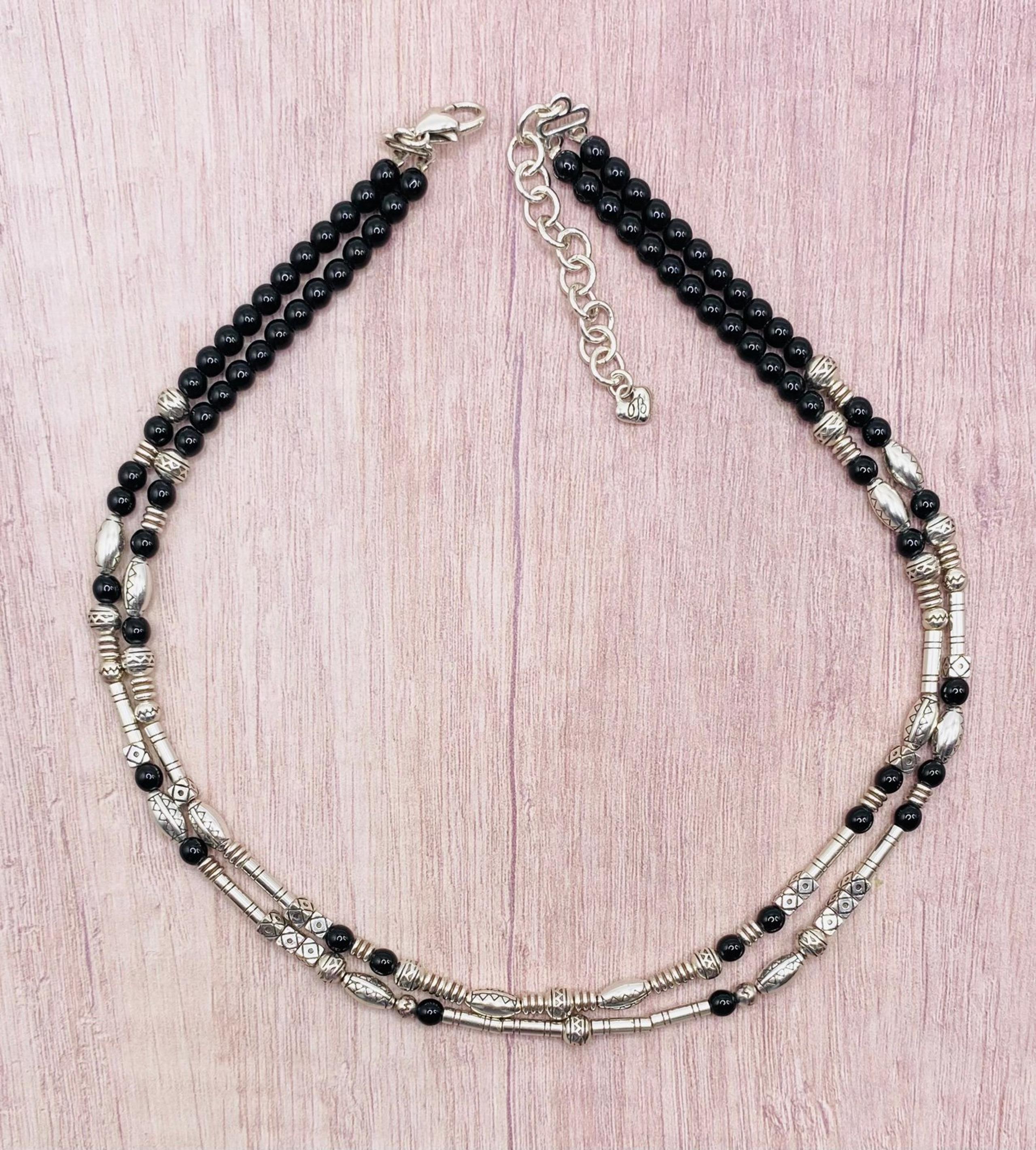 Women’s Designer Brighton Black and Silver Moroccan Bead Double Strand Necklace