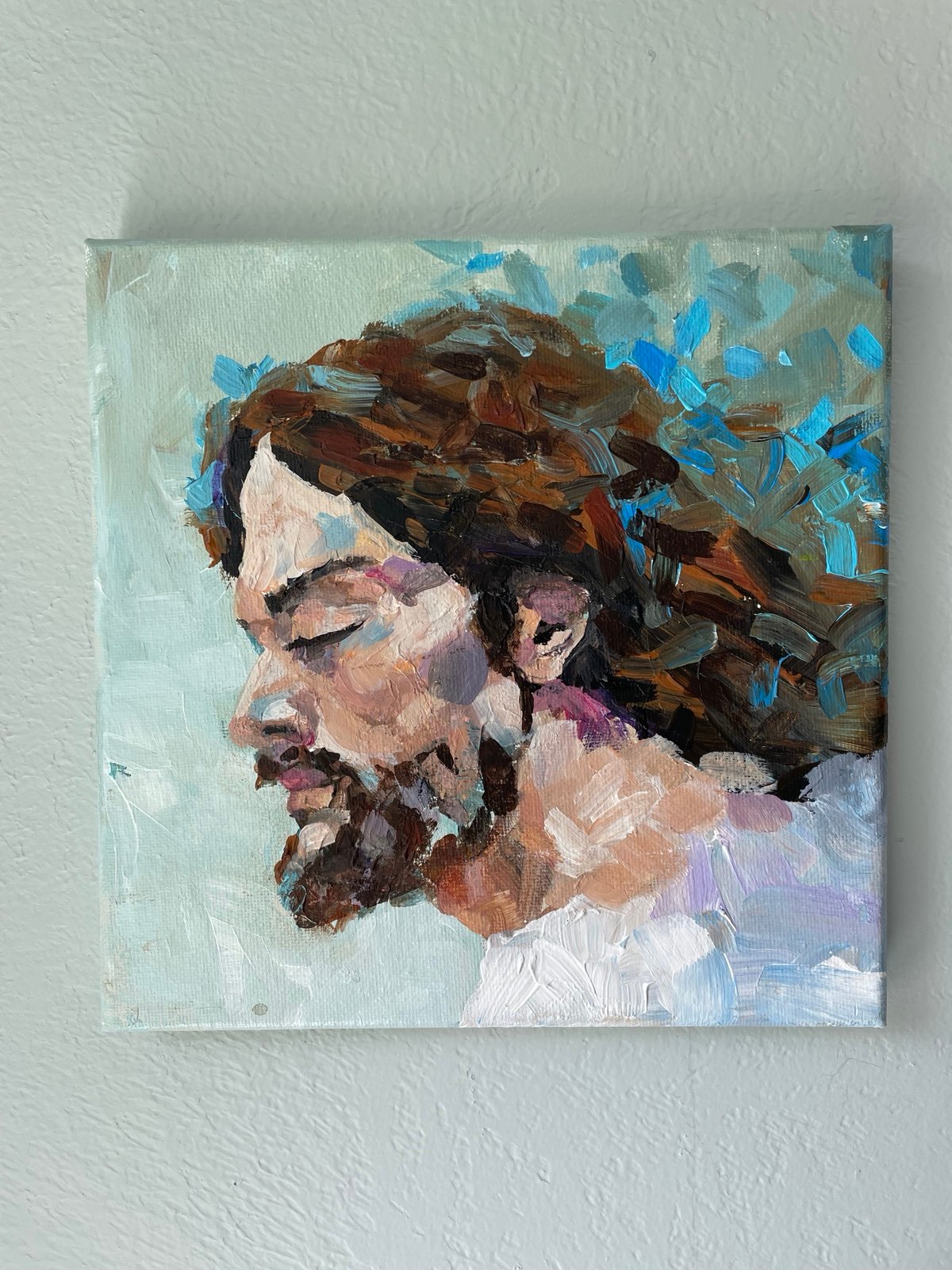 Original oil painting• 8 x 8• impasto impressionist Christ • Christian religious